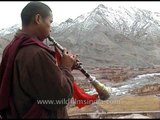 Monks playing soulful music at the Kalachakra, Spiti