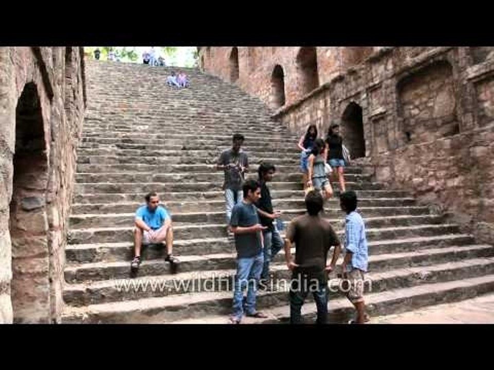 Young visitors at the ancient Agrasen ki baoli!