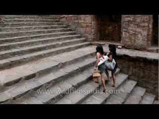City girls at Agrasen ki Baoli on a summer afternoon