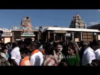 Devotees at the Palani hill temple