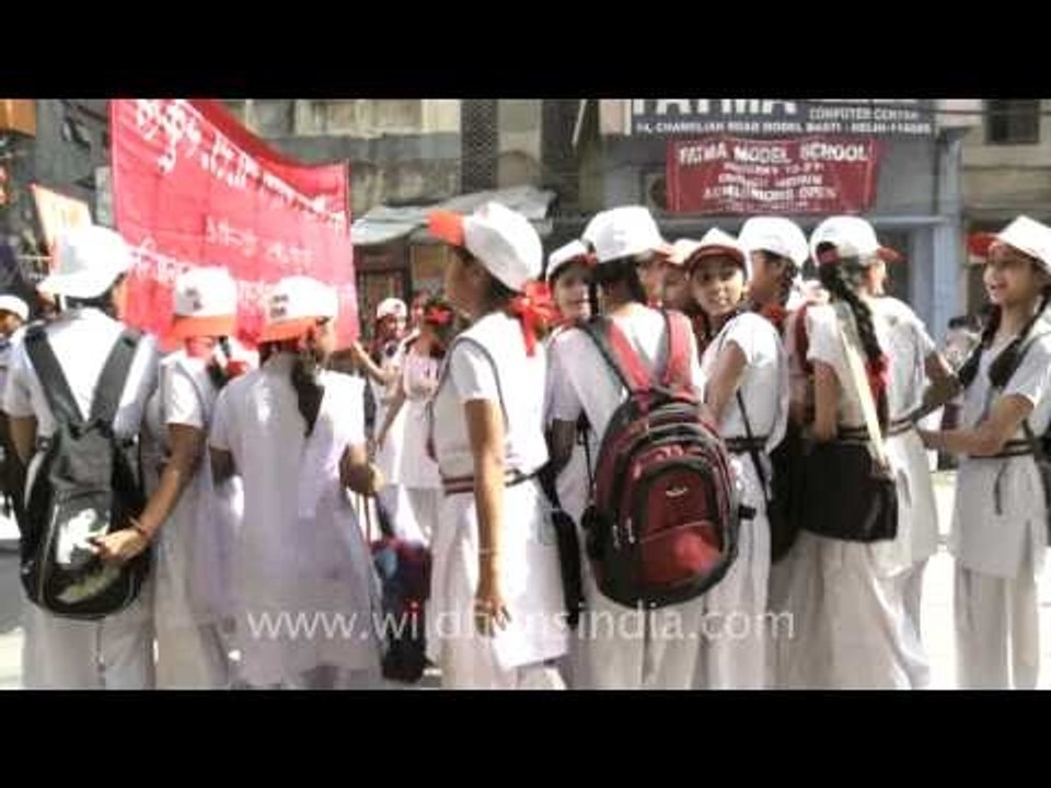 Devotees marching out, Mahavir jayanti