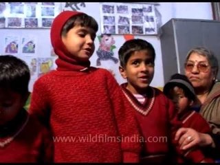 Kids rhyming at Tihar jail day care centre