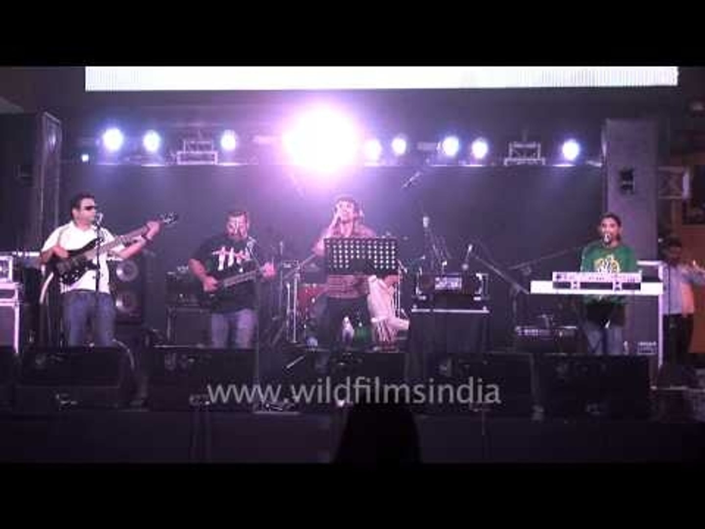 Indian musicians performing a hit Bollywood song