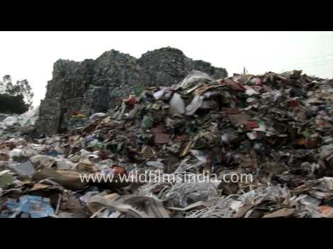 Imported household waste at recycling yard