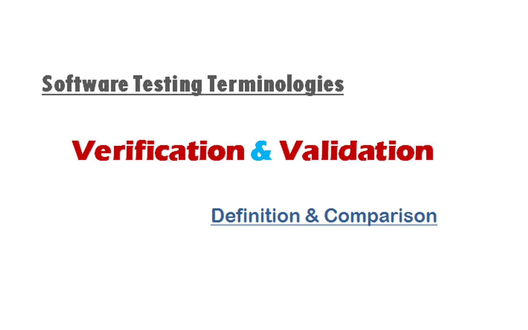 Software Testing Terminologies Verification Validation Definition Key Differences Comparison Video Dailymotion