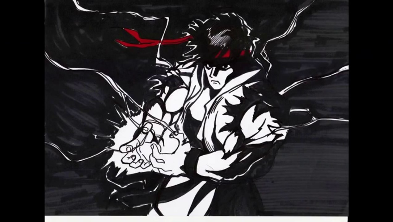 HOW TO DRAW RYU W/ HADOKEN 波動拳 の 隆 リュウ