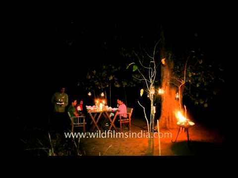 Candle lit bush dinner at Kanha Earth Lodge