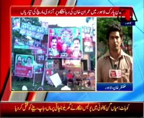 Azadi march arrangement outside of Imran Khan's house