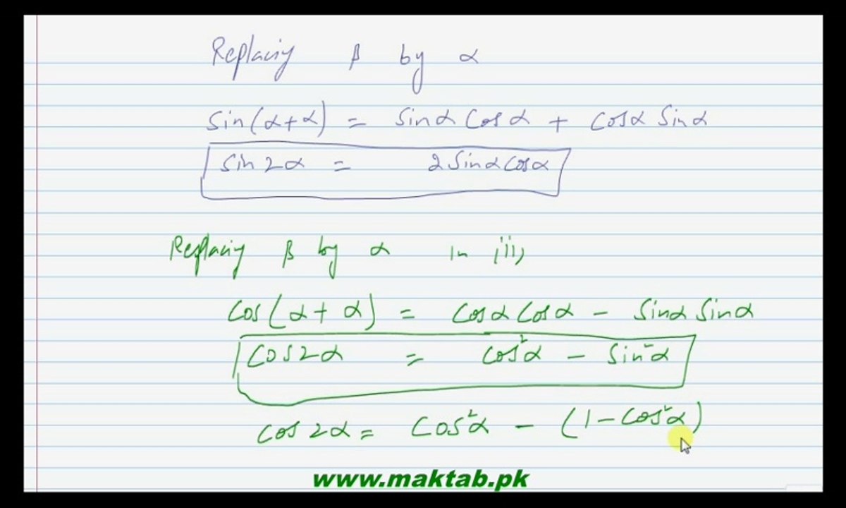 FSc Math Book1, Ch 10, LEC 20: Double angle identities