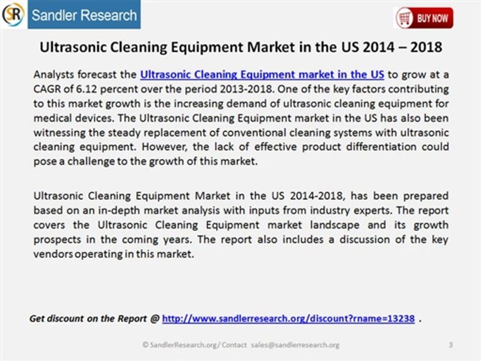 Ultrasonic Cleaning Equipment Market in the US 2014 – 2018