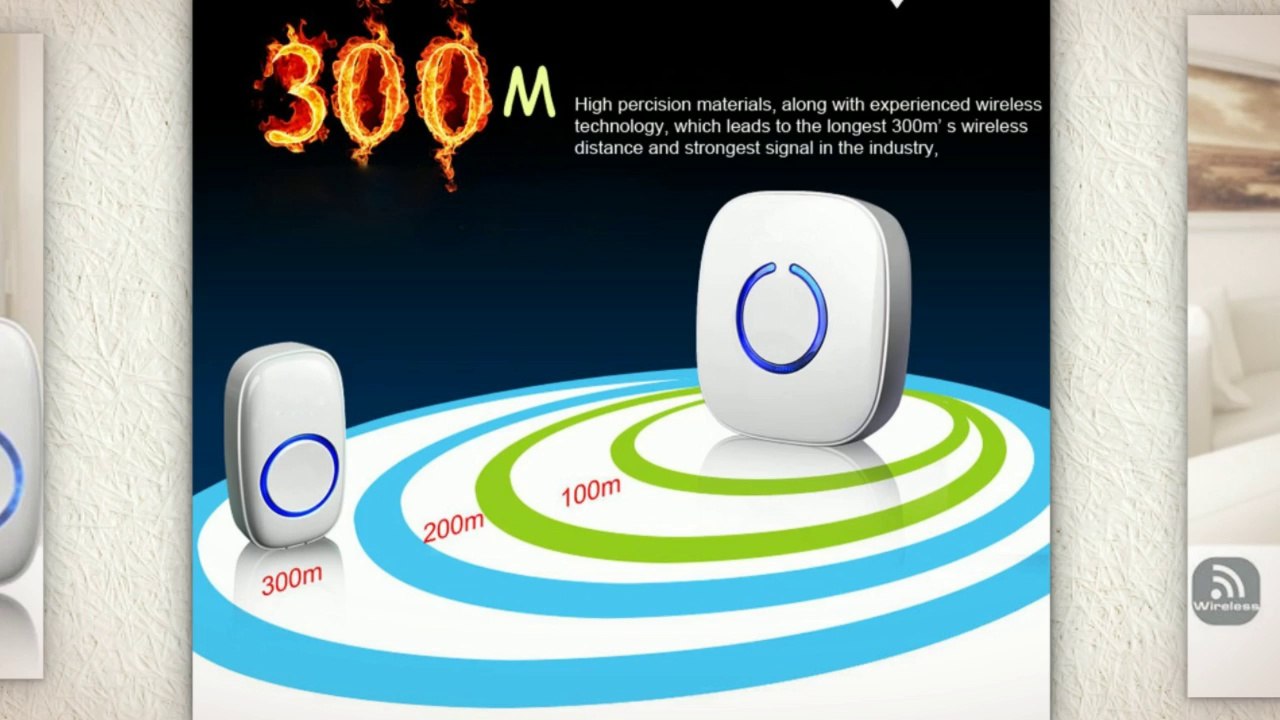 Wireless Chime - 52 Sounds & 900ft Range Product Video