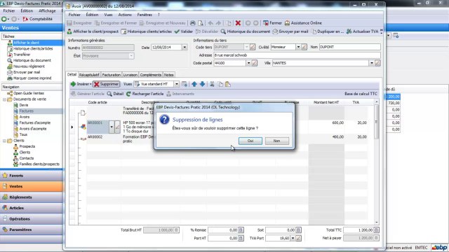 EBP Facturation pratic 2014 : Les avoirs et avoirs d'acompte