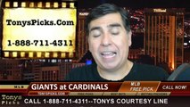 MLB Free Pick St Louis Cardinals vs. San Francisco Giants Playoff NLCS Game 2 Odds Prediction Preview 10-12-2014