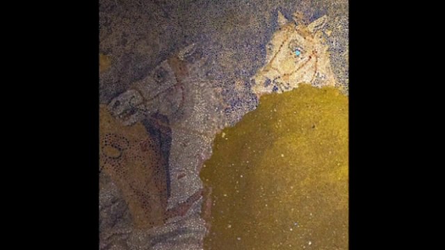 Colourful floor mosaic discovered in archaeological dig