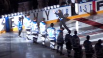 Mark Donnelly Trips over carpet at Penticton VEES Game 10-3-14