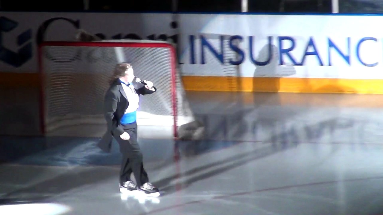Mark Donnelly Trips over carpet at Penticton VEES Game 10-3-14