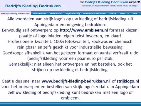 Kleding bedrijfskleding bedrukken Appingedam