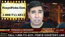 Mississippi Rebels vs. Tennessee Volunteers Free Pick Prediction NCAA College Football Odds Preview 10-18-2014