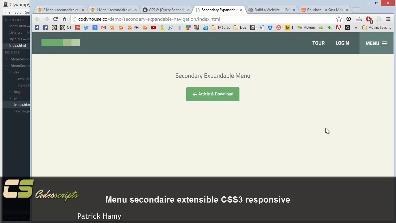 Menu secondaire extensible CSS3 responsive