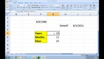 zain studio 5 Ms Excel 2007 Tutorials in Urdu Hindi Part 27 of 27 Datedif Function