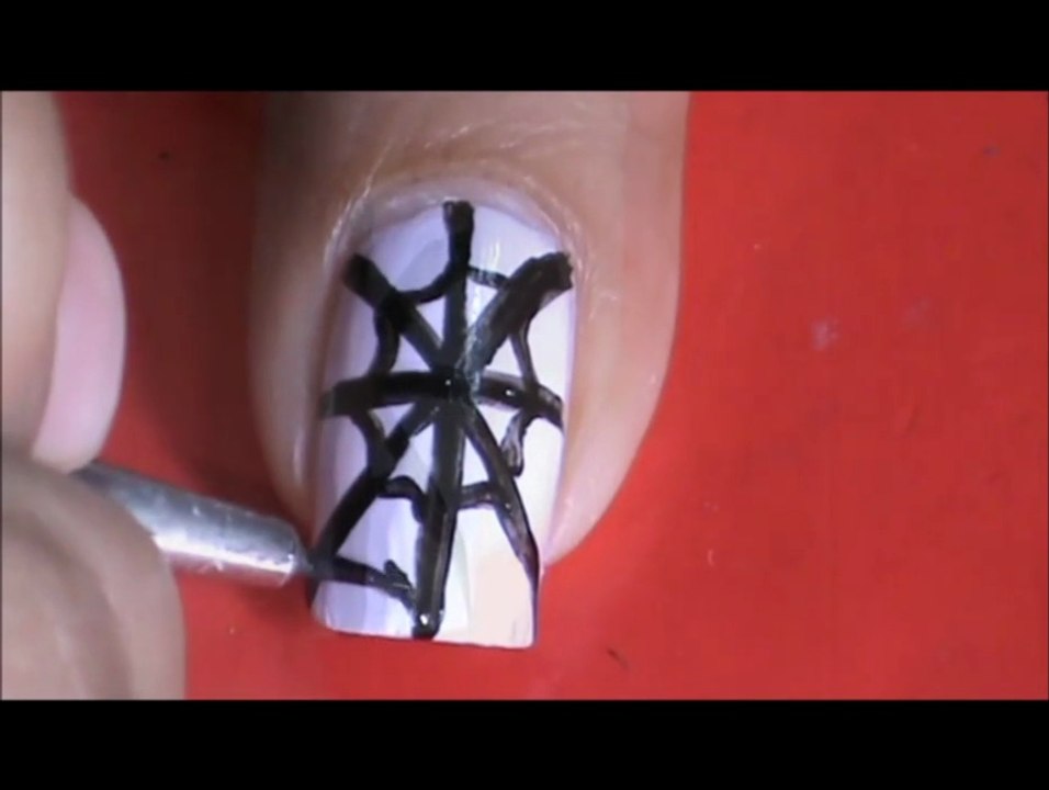 Spider web- How to draw in 2 ways! Easy nail art designs Ideas halloween spiders web nail designs