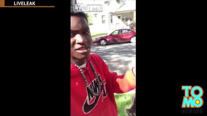 Animal abuse - Cleveland teenager chokes cat and throws it across the street.