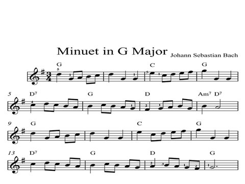 Minuet in G Major: DIGITAL SHEET MUSIC Piano Keyboard & Organ Classical Book 1