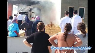 Şiran'da Ambulans Cayır Cayır Yandı