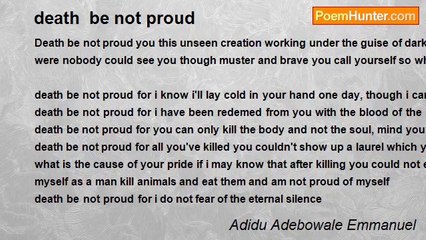 Adidu Adebowale Emmanuel - death  be not proud