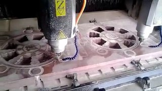 Dual heads stone cnc router, stone engraving machine working video