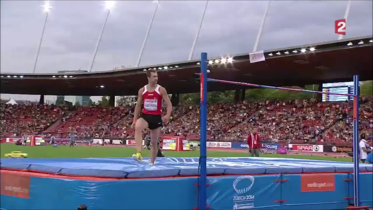 ChE 2014 athlétisme, hauteur déca, Krauchanka à 2m22