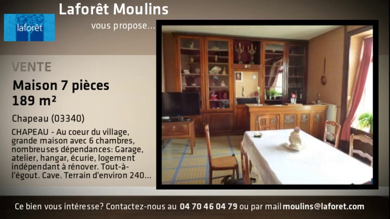 A vendre - Maison - Chapeau (03340) - 7 pièces - 189m² - Vidéo Dailymotion