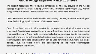 Global Voltage Regulator Market 2014-2018