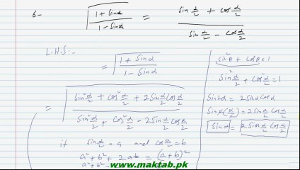 FSc Math Book1, Ex 10.3, LEC 23: Q 4-7