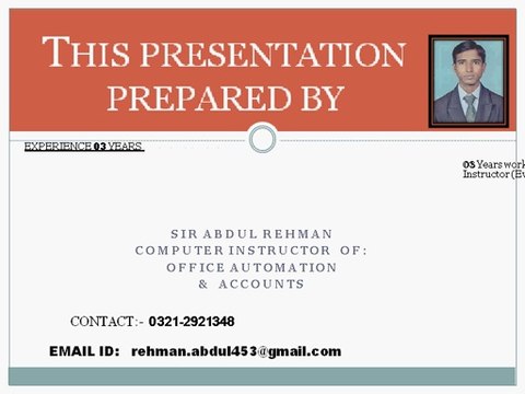 computerized accountancy courses(Peachtree,tally,advance excel,quick book) Abdul Rehman Trainer 02134550026 in PECHS BLOCK 6