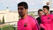 Suárez treina pela primeira vez com o grupo do Barcelona