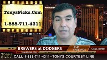 MLB Pick LA Dodgers vs. Milwaukee Brewers Odds Prediction Preview 8-16-2014
