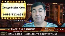 MLB Pick Texas Rangers vs. LA Angels Odds Prediction Preview 8-16-2014