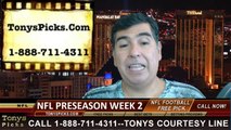 NFL Pro Football TV Games Sunday Free Picks Betting Odds Selection Week 2 Preseason 8-17-2014