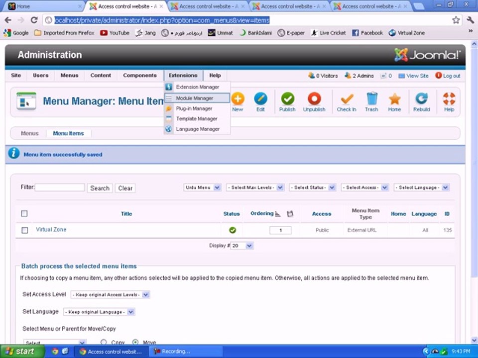 how to add menu in joomla 2.5