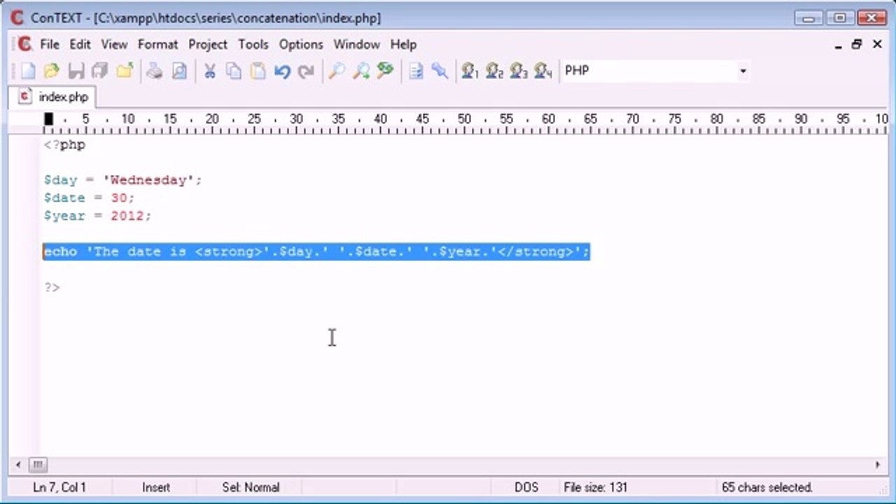 Beginner PHP Tutorial - 17 - Concatenation_‏(www.itcollege4u.com)