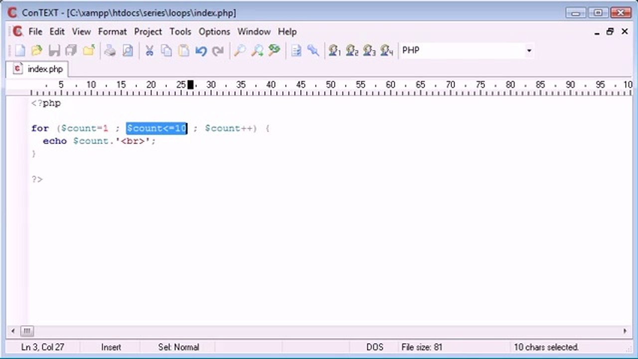 Beginner PHP Tutorial - 27 - for Loop_‏(www.itcollege4u.com)