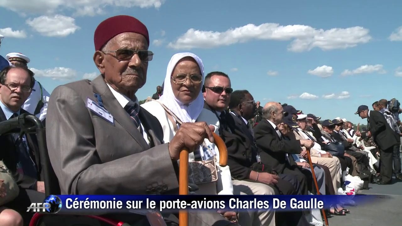 Cérémonies: vétérans et délégations à bord du Charles-de-Gaulle