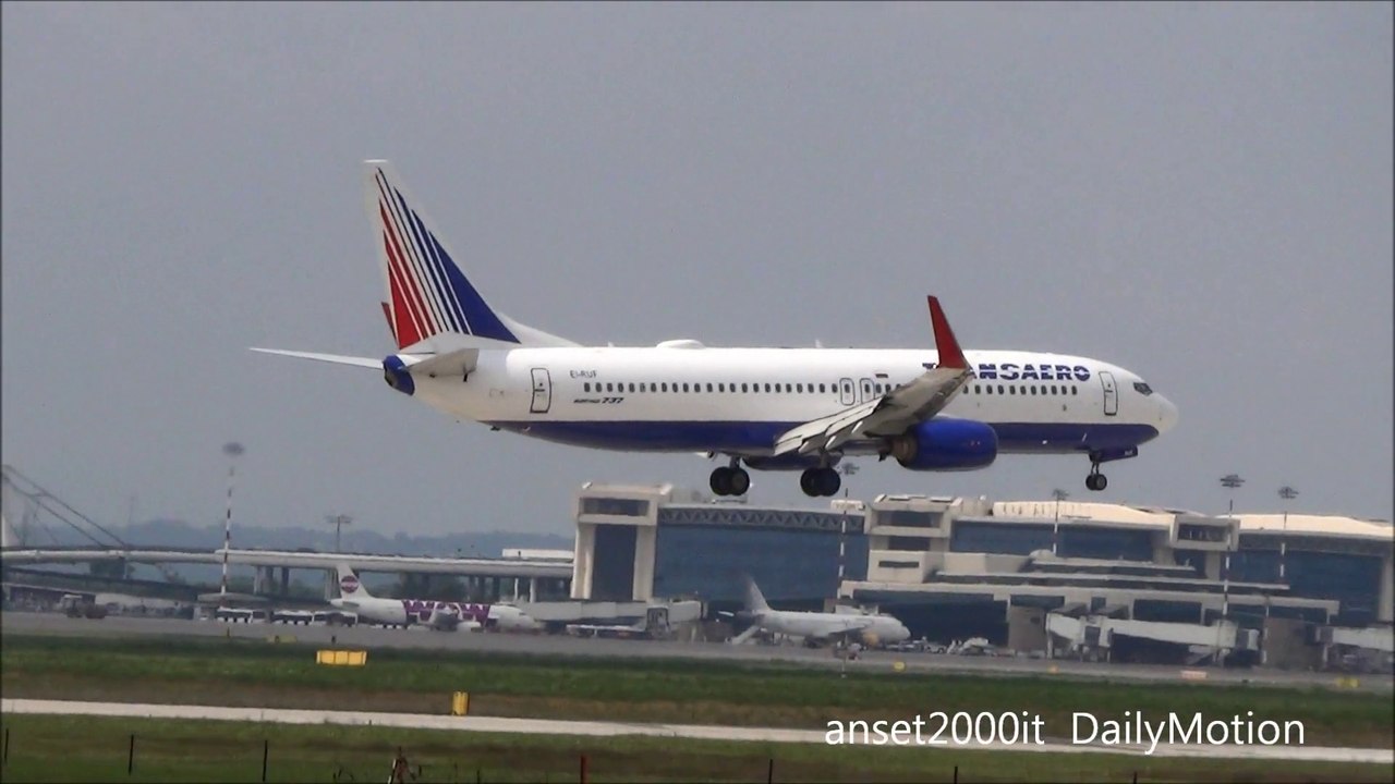 Transaero Airlines Boeing 737-85P(WL) EI-RUF. Landing in Milan Malpensa Airport