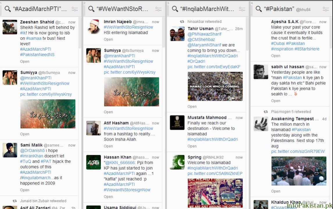 Twitter On Fire as azadi march of pti and inqalab march of tarhir-ul-qadri enter in Islamabad midnight