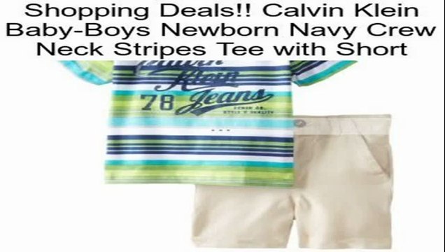 Calvin Klein Baby-Boys Newborn Navy Crew Neck Stripes Tee with Short Review