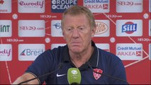 Conférence de presse Stade Brestois 29 - Angers SCO (0-0) : Alex  DUPONT (SB29) - Stéphane MOULIN (SCO) - 2014/2015