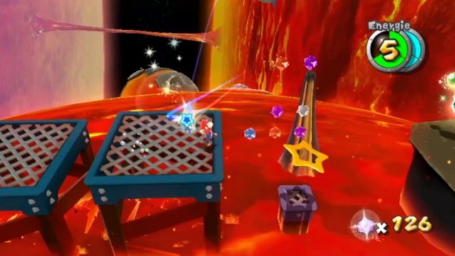 Super Mario Galaxy - Gerbes infernales - Étoile 3 : Dino Piranha sur la planète magmatique