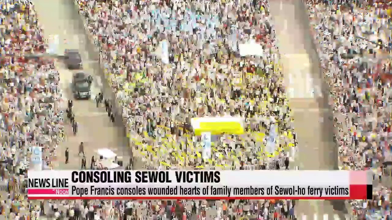 Pope Francis consoles and heals wounded hearts of Sewol ferry victims during his visit to Korea