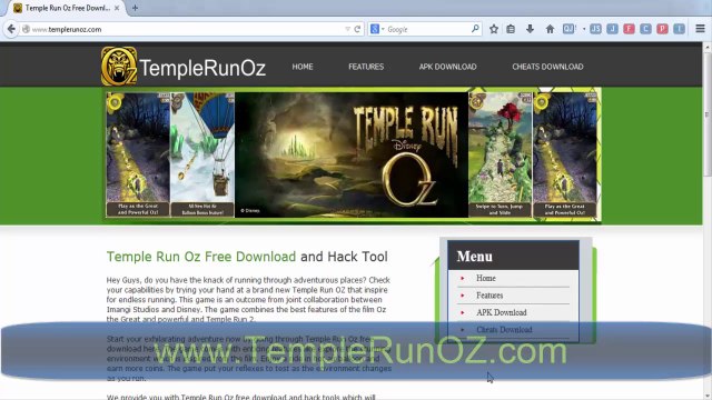 Temple Run Oz Cheats Hack Android